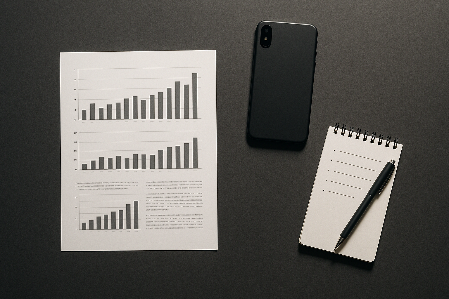 AI assistant interface alongside financial reports and human notes