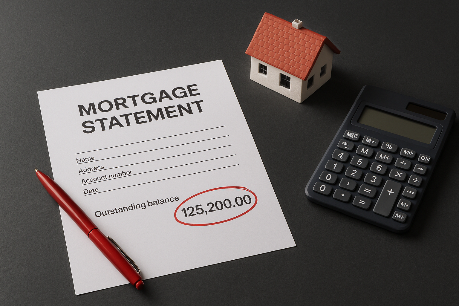 Mortgage statement and property finance documents