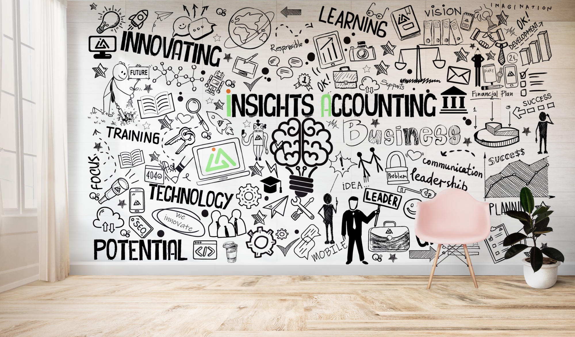 Insights Accounting wall mural at Freedom Works, Worthing